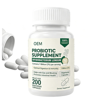 Capsules de suppléments probiotiques à marque privée OEM, 200 unités, 1 milliard d'UFC, complément alimentaire