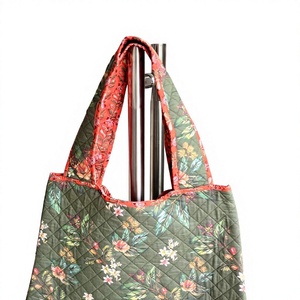 Floral Quilted Bohemian Cotton <b>Tote</b> <b>Bag</b> <b>with</b> Padded <b>Shoulder</b> <b>Strap</b> for Travel-Vintage Design - Product Image 1