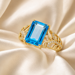 Anello con Design a Piuma di Pavone, Anello Statement alla Moda per Donne, Stile Blu, Accessorio Aperto per Dito, Regalo Elegante - Product Image 2