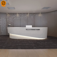 Réception de bureau longue réception commerciale réception moderne blanche pour hôtel réception en L pour salon de beauté