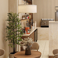 Comptoir de bar à café personnalisé avec vitrine LED, en marbre et métal, pour café, étanche, écologique et durable