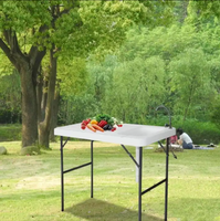 Table pliante Ty Outdoor moderne en fer blanc avec évier en plastique HDPE pour cuisine et entrepôt