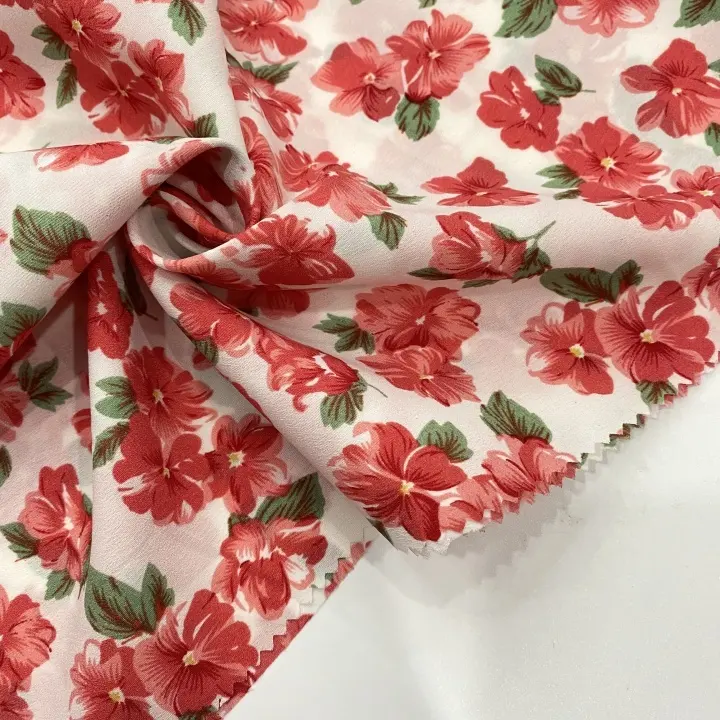 Tissu en mousseline de soie extensible de haute qualité, tissu en polyester floral imprimé pour robe