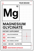 Cápsulas de Glicinato de Magnesio, 60 Unidades, Suplemento Dietético Personalizado, Solución de Fabricación por Contrato