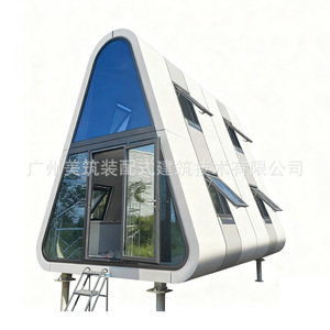 Maison-conteneur moderne à double étage, structure en A, avec murs en verre, cabane hôtelière pour séjour en camping en plein air - Product Image 5