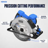 Scie circulaire sans fil HERZO 300W, lame de 185 mm, 5800 tr/min, batterie au lithium, qualité industrielle, bricolage