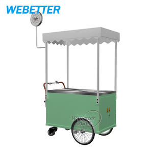 WEBETTER-Carrito de comida para café, <span class=keywords><strong>hamburguesas</strong></span> empujadas a mano, carrito de café de flores comercial al aire libre con paraguas - Product Image 5