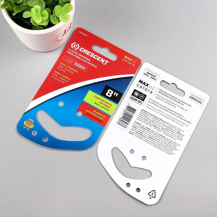 カスタムプラスチック段ボールブリスター包装インサート紙カード、印刷段ボール紙ハンギングヘッダーカード