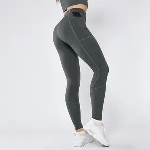 Hoge Kwaliteit Womens Gym Yoga Workout Capri Leggings Side Pocket Hoge Waisted Jogging Fitness Broek