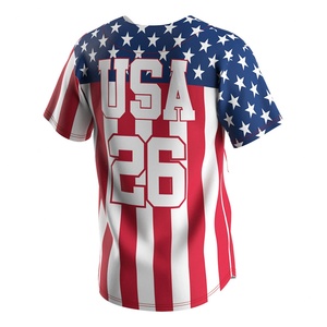 Maillot de baseball respirant de qualité supérieure à motif drapeau américain, uniformes d'équipe personnalisés avec tissu à séchage rapide pour les matchs et l'entraînement - Product Image 4