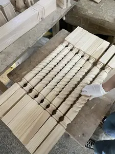 चीनी शैली विला लकड़ी रेलिंग रेलिंग लकड़ी सजावटी Baluster सीढ़ी कटघरा लकड़ी सीढ़ी स्तंभ