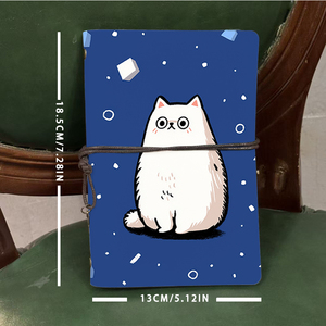 Cuaderno A6 con colgante decorativo Regalo de incorporación perfecto para nuevos empleados para darles la bienvenida con gato blanco Fondo azul Sha - Product Image 4