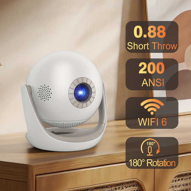 CRE O1 Mini Projector LED Portable Auto Focus Android 9 Portable Design Great for Indoor and Outdoor