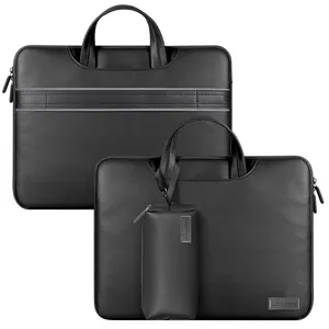 Tas untuk Laptop aksesori Laptop tahan air tas bisnis komputer kulit tas Laptop untuk pria