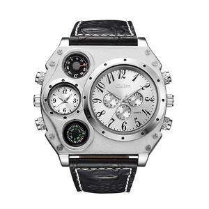 OULM 1349 da <span class=keywords><strong>uomo</strong></span> al quarzo Dual Time Big Tonneau quadrante arabo Display numerico <span class=keywords><strong>cinturino</strong></span> <span class=keywords><strong>in</strong></span> vera <span class=keywords><strong>pelle</strong></span> <span class=keywords><strong>orologio</strong></span> da <span class=keywords><strong>uomo</strong></span> - Product Image 3