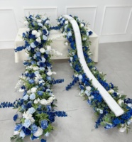 Ensemble de décoration de chemin de table en fleurs artificielles en soie bleue, rose, pour arche de fond, centre de table pour mariage