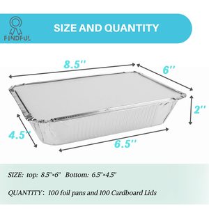 <b>Foil</b> <b>Containers</b> 8.5x6x2 Inch Rectangle Disposable Food Grade Aluminum <b>Foil</b> Pans For Takeout Meals - Product Image 4