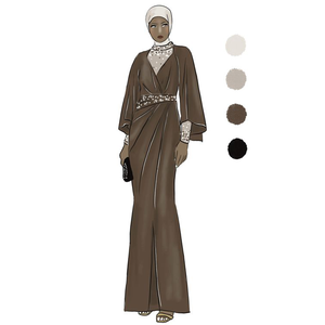 islamica da <span class=keywords><strong>donna</strong></span> Set di moda interna aperta 2 pezzi manica lunga Dubai Turkey Ramadan abaya musulmano abito lungo da <span class=keywords><strong>donna</strong></span> - Product Image 2