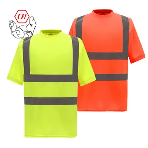Hi Vis ANSI classe 3 abbigliamento di sicurezza altamente riflettente maglietta corta ad alta visibilità a maniche lunghe arancione Lime
