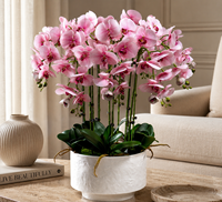 Orchidée Phalaenopsis Artificielle de Luxe avec Pétales au Toucher Réel, Arrangement Floral Artificiel Élégant pour Salon et Décoration Cadeau