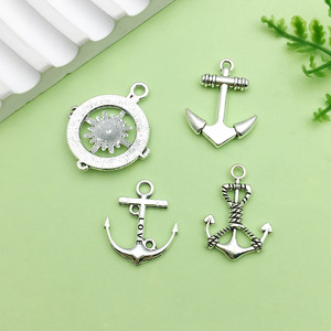 จี้รูปสมอเรือและเรือใบทำจากโลหะผสมเงินโบราณ สำหรับทำเครื่องประดับ DIY - Product Image 3