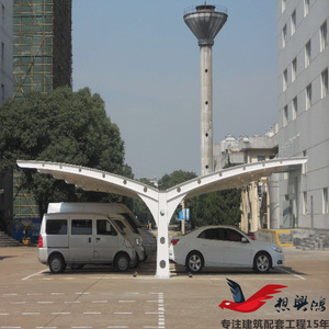 Cochera con Estructura de Acero, Techo Arqueado, Recubrimiento de PVC Impermeable, para 2 Autos, Diseño Moderno para Exteriores - Product Image 1