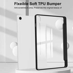 เคสแท็บเล็ตแบบบาง หนังใส สำหรับ <span class=keywords><strong>Samsung</strong></span> S9 S10 Lite 11 A11 A9 PLUS S6 <span class=keywords><strong>P613</strong></span>  อะคริลิกใส ช่องใส่ปากกา ฝาพับสามตอน - Product Image 3