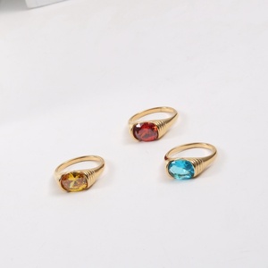 แหวนทองชุบประดับพลอยทับทิม ซิทริน และโทแพซ บนตัวเรือนสแตนเลสคุณภาพสูง - Product Image 2