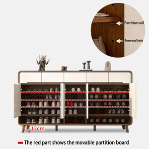 Custom Cheapest Minimalist Hidden 4 Door American <strong>Rustic</strong> <strong>Shoe</strong> Cabinet <strong>Shoes</strong> Storage <strong>Rack</strong> for Living Room - Product Image 2