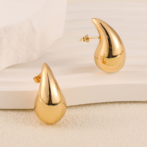 Pendientes de <span class=keywords><strong>Bottega</strong></span> Huecos de Acero Inoxidable con Baño de Oro de 18k para Mujer, Hipoalergénicos, Ligeros, con Forma de Gota de Agua - Product Image 5