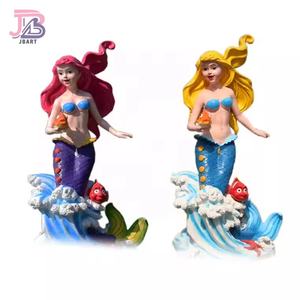 راتنج مخصص حكاية خرافية فن النحت حورية البحر الأميرة لتزيين الحديقة المربعة تذكار من الألياف الزجاجية - Product Image 2