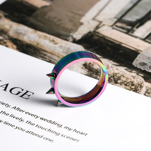 Anillo de Acero Inoxidable con Puntas SA1220, Joyería Geométrica Unisex, Accesorio para Fiestas - Product Image 4