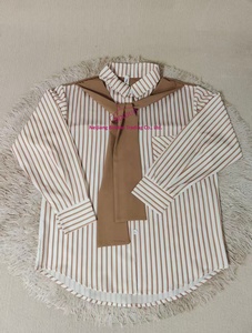 Camicia a maniche lunghe a righe da donna, vestibilità ampia e slim, con sciarpa effetto due pezzi, nuova collezione primavera - Product Image 6
