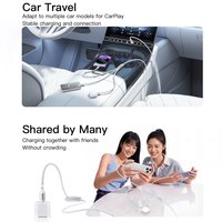 Cable de Carga USB-A 3 en 1 Trenzado Blanco SAMZHE, Cable de Datos de Carga Rápida de 100 W y 6 A con Doble Tipo C/L para iPhone, CarPlay y Android