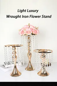 Nicro Light, soporte de flores de Metal galvanizado de lujo, mesa de boda para exteriores, centro de mesa, decoración, soporte de flores, artículos de flores doradas