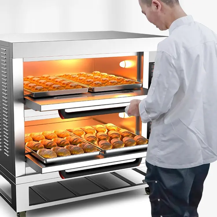 निर्माता बेकरी उपकरण 3 डेक 9 ट्रे टाइमर के साथ औद्योगिक बिजली रोटी पकाना ओवन
