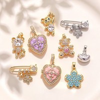 Pendentif en émail de cuivre à haute résistance à la décoloration, broche ours, boîte photo en forme de cœur, pendentif Yuanbao, pièces d'accessoires DIY