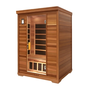 Phòng xông hơi trong nhà gỗ rắn 2 người hiện đại với máy sưởi carbon thấp EMF Bảng điều khiển máy tính điện cho biệt thự thư giãn - Product Image 4