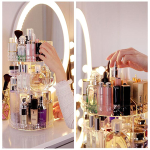 Diamond Pattern Rotating Cosmetics <strong>Storage</strong> <strong>Box</strong> 360 Degrees Rotating Desktop Finishing Adjustable <strong>Shelf</strong> - Product Image 5