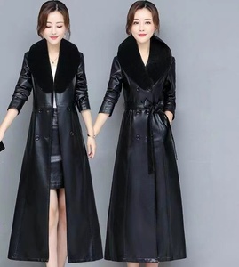 <span class=keywords><strong>Trench</strong></span> da <span class=keywords><strong>Donna</strong></span> Lungo in Vera Pelle <span class=keywords><strong>Taglie</strong></span> <span class=keywords><strong>Forti</strong></span>, Cappotto Invernale e Autunnale Vintage con Revers Staccabile - Product Image 6