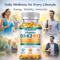 Complément K2 D3 à succès – 60 capsules – Soutien vitaminique pour la santé des femmes et des hommes – Vitamine B12 pour la santé osseuse