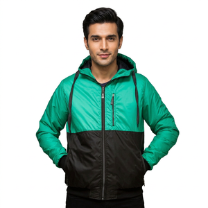 Chaqueta Deportiva de Otoño para Hombre, de Lona Suave, Cortavientos, con Capucha, Forro Polar, Cuello Alto, Logotipo Frontal, Impermeable - Product Image 1
