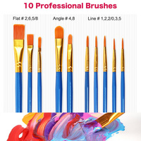50 couleurs 2 FlOz/60 ml Pigments riches artistes professionnels ensemble de peinture acrylique avec 10 pinceaux pour toile bois de roche verre céramique
