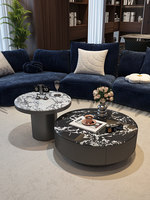 Table basse en pierre microcristalline pour salon, usage domestique, style italien, luxe léger, esthétique haut de gamme, petit appartement, moderne