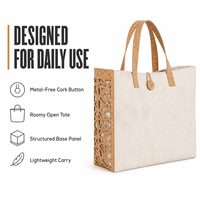Sac fourre-tout en toile de coton recyclé et liège écologique 3470, imprimé numérique, découpé au laser, sac à main pour femme, vente en gros