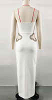 Robe de soirée sexy de luxe à découpes, ornée de diamants, style bandage, pour banquet et soirée, robe bandage pour femme