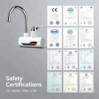 Robinet d'eau électrique à chauffage instantané, étanche IPX4, économe en énergie, en acier inoxydable et plastique, avec affichage numérique LED, pour maison, voiture, hôtel