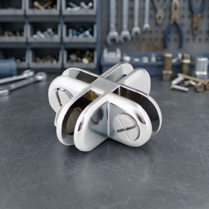 Zinc Alloy Glass <b>Clamp</b> Connector Chrome/Brass Plated 90 Degree Four Way Cross Type for 5mm Thickness Display - Product Image 3