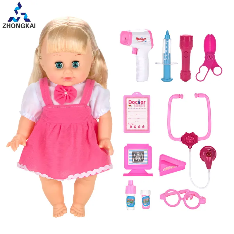 Hot Sale Doctor Pretend Play Toys Plastic Pink Baby Doll Various Doctor Set For Girl