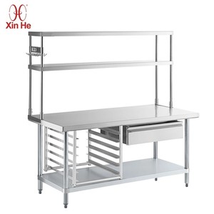 Customizable Commercial Kitchen Equipment Furniture Kitchen Worktable Stainless Steel <strong>Work</strong> <strong>Table</strong> With Top Shelf - Product Image 1